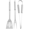 Valisette 3 ustensiles en acier inoxydable pour barbecue ou plancha (Spatule, pince, Pic.)