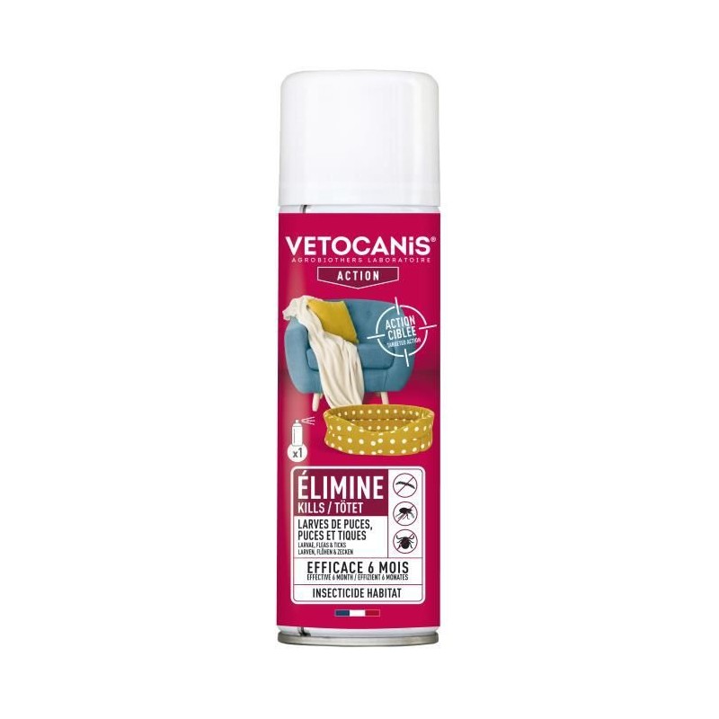 VETOCANIS Spray Anti-Puces er Anti-Tiques - Pour Habitat