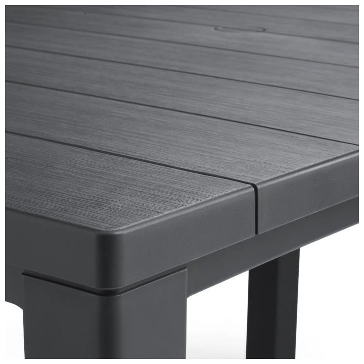 Table de jardin - rectangulaire - gris graphite - en résine finition