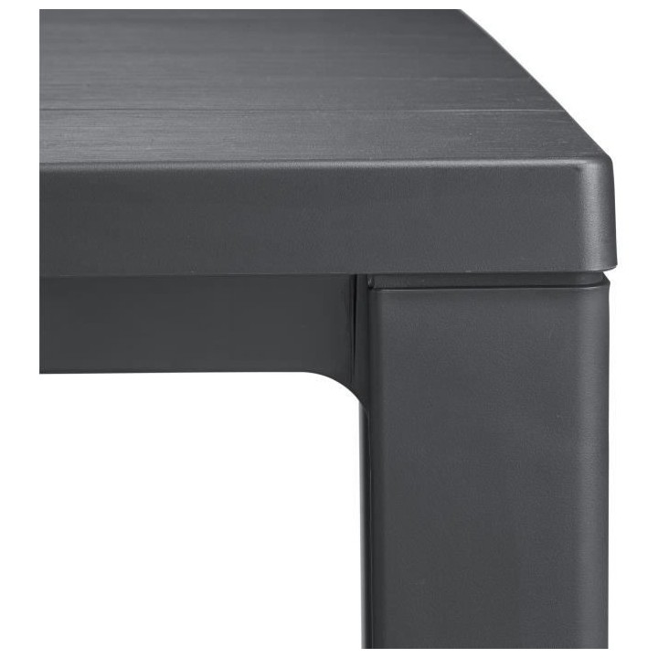 Table de jardin - rectangulaire - gris graphite - en résine finition