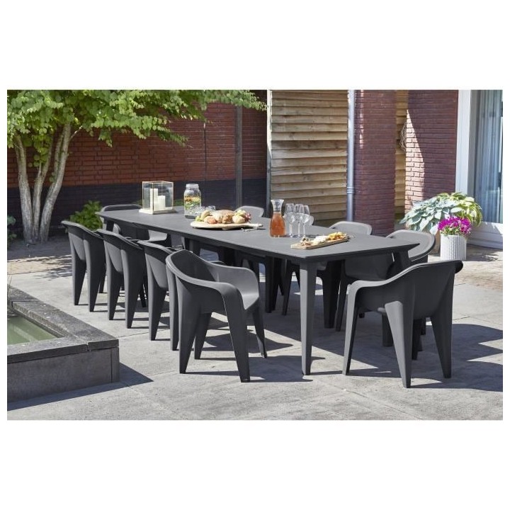 Table Design contemporain 320 cm Graphite - ALLIBERT BY KETER - 8 a 10