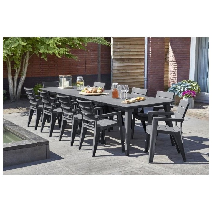 Table Design contemporain 320 cm Graphite - ALLIBERT BY KETER - 8 a 10