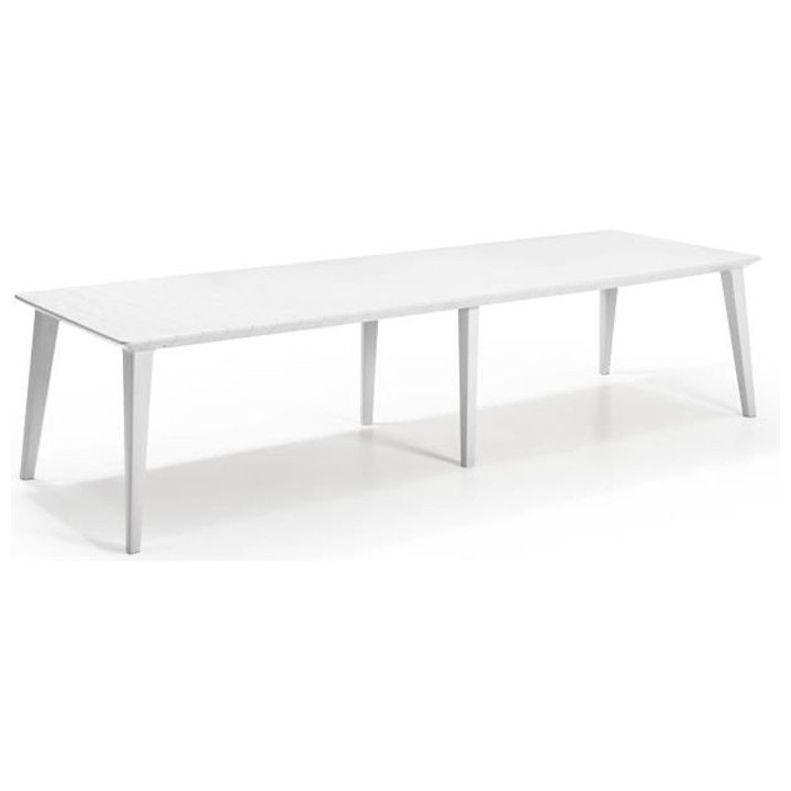 Table de jardin - rectangulaire - blanc - en résine - 8 a 10 personne