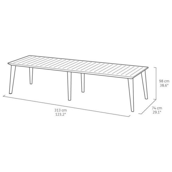 Table de jardin - rectangulaire - blanc - en résine - 8 a 10 personne