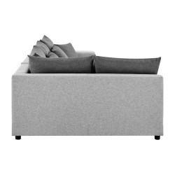 Canapé d'angle convertible gauche + coffre de rangement + 4 coussins - Tissu gris foncé et clair - L 250 x P 163 x H 88 cm - F