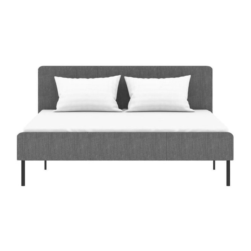 Lit adulte SIME - 160 x 200 cm - Sommier inclus - Gris