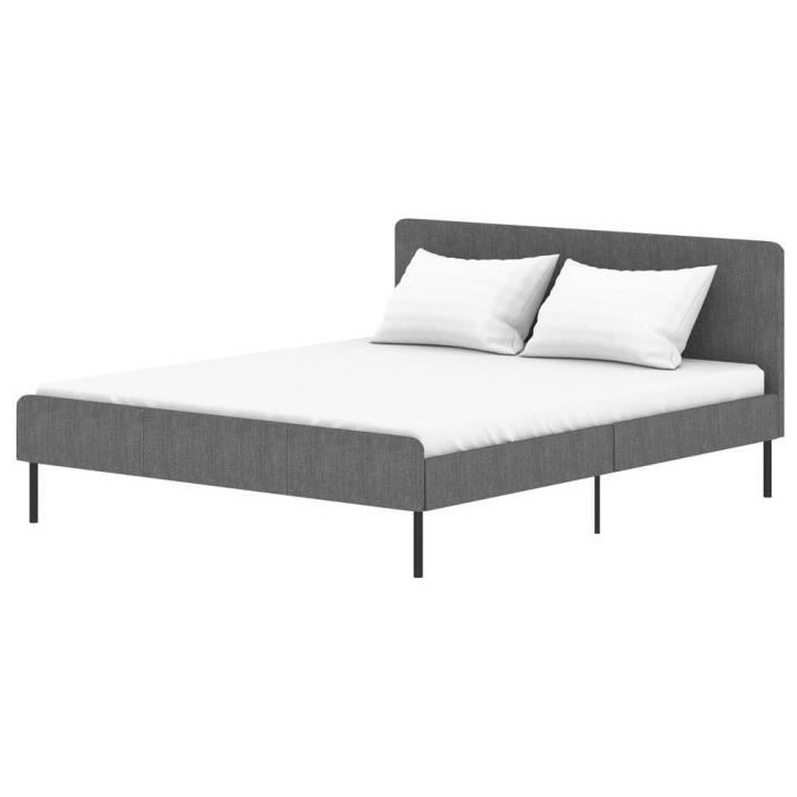 Lit adulte SIME - 160 x 200 cm - Sommier inclus - Gris