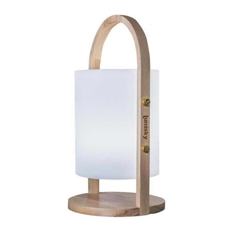 LUMISKY Lanterne sans fil LED Woody - H 37 cm - Blanc