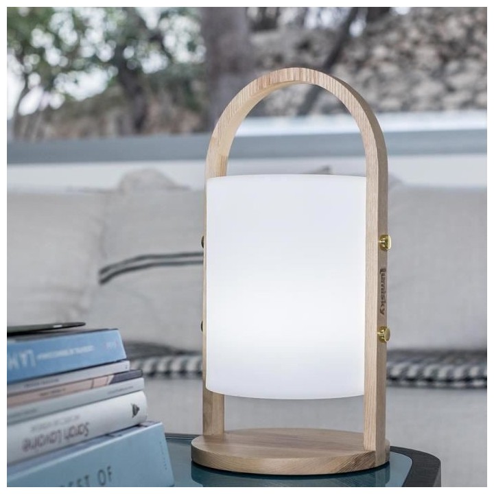 LUMISKY Lanterne sans fil LED Woody - H 37 cm - Blanc