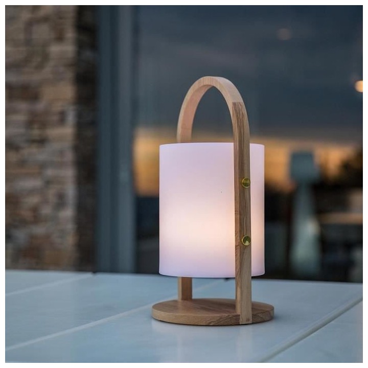LUMISKY Lanterne sans fil LED Woody - H 37 cm - Blanc