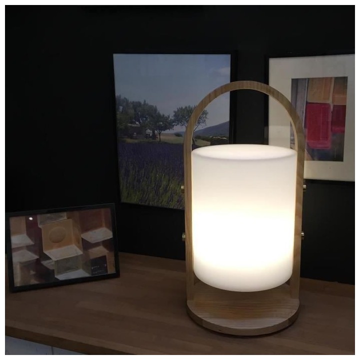 LUMISKY Lanterne sans fil LED Woody - H 37 cm - Blanc