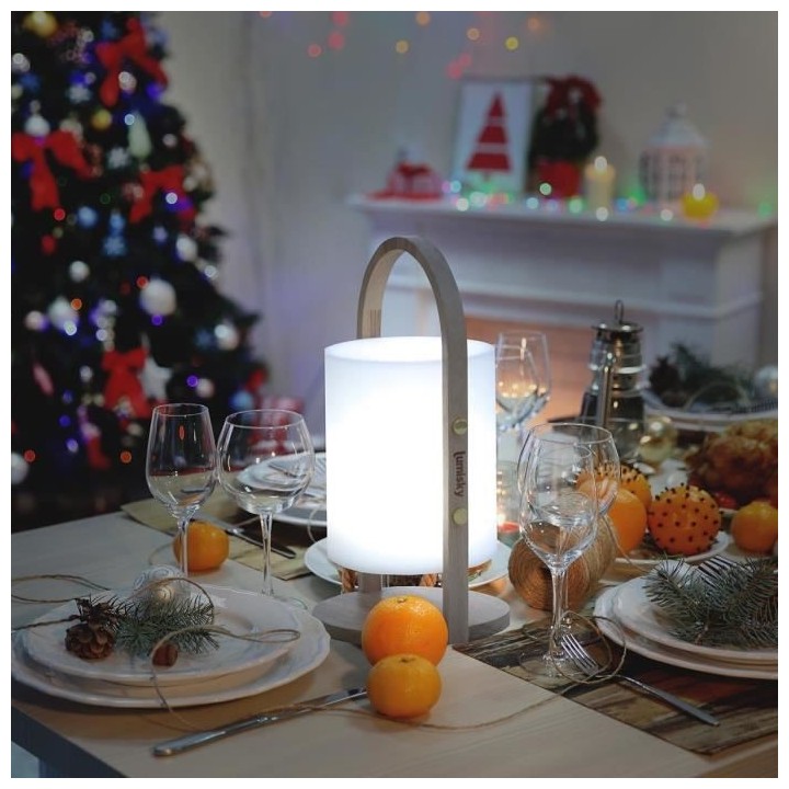 LUMISKY Lanterne sans fil LED Woody - H 37 cm - Blanc