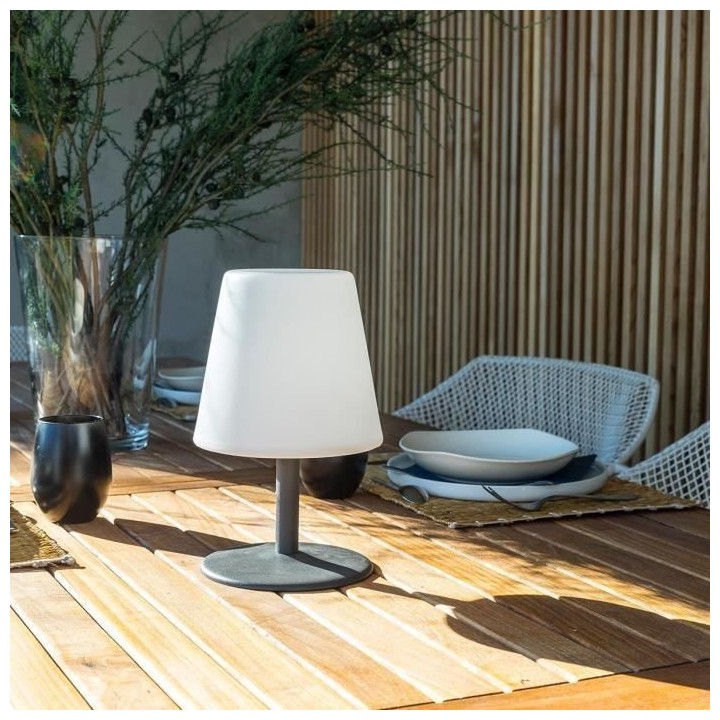LUMISKY Lampe de table LED sans fil Standy Mini Rock - H 25 cm - Gris