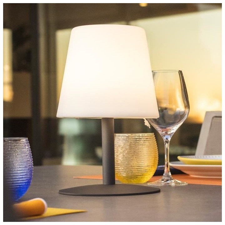 LUMISKY Lampe de table LED sans fil Standy Mini Rock - H 25 cm - Gris