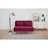 Banquette BZ 2 places - Style scandinave - Velours rose foncé - L 130 x P 90 x 81 cm - DEPLO