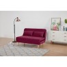 Banquette BZ 2 places - Style scandinave - Velours rose foncé - L 130 x P 90 x 81 cm - DEPLO