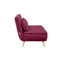 Banquette BZ 2 places - Style scandinave - Velours rose foncé - L 130 x P 90 x 81 cm - DEPLO