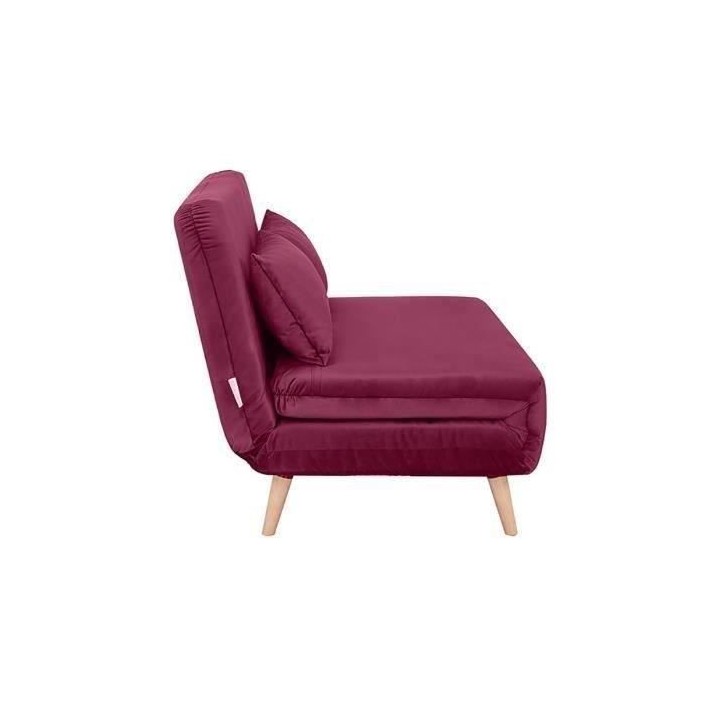 Banquette BZ 2 places - Style scandinave - Velours rose foncé - L 130