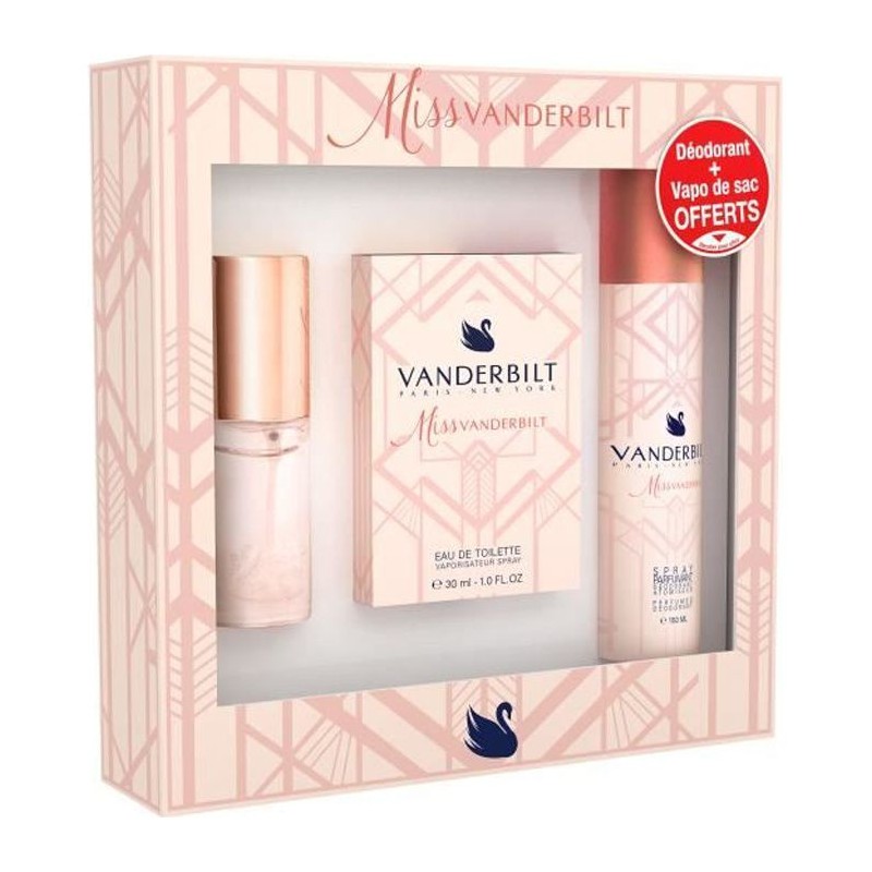 VANDERBILT Coffret, Eau de toilette 30 mL avec Vaporisateur de sac 15mL avec Déodorant 150mL