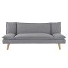 Banquette convertible clic-clac 3 places - Tissu gris et pieds en bois - L 181 x P 90 x H 74 cm - TINA