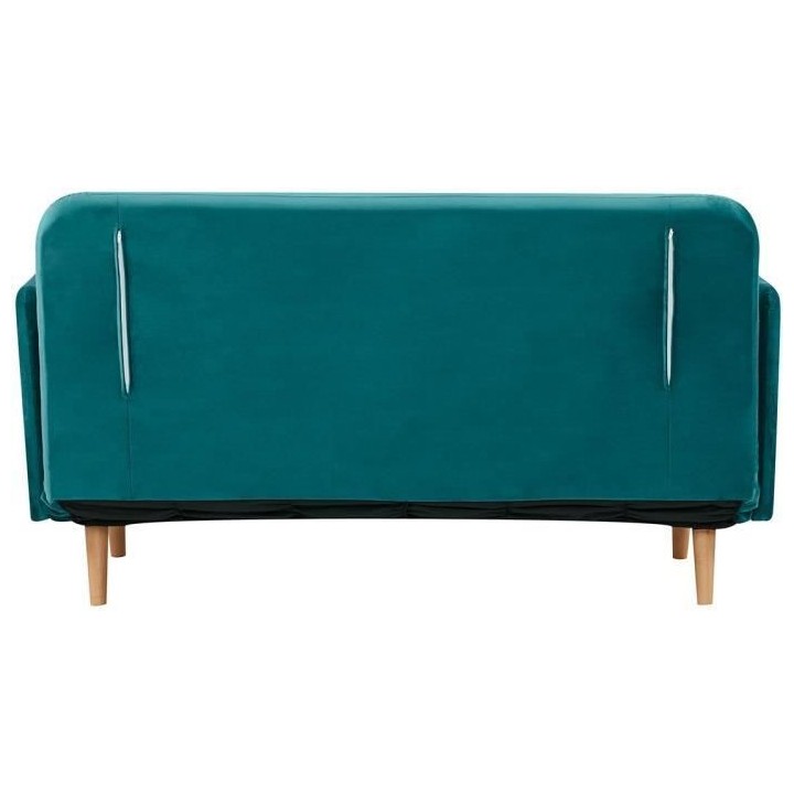 Canapé BZ DEPLO 2 places - Tissu bleu canard 140 - L 152 x P 90 x H 8