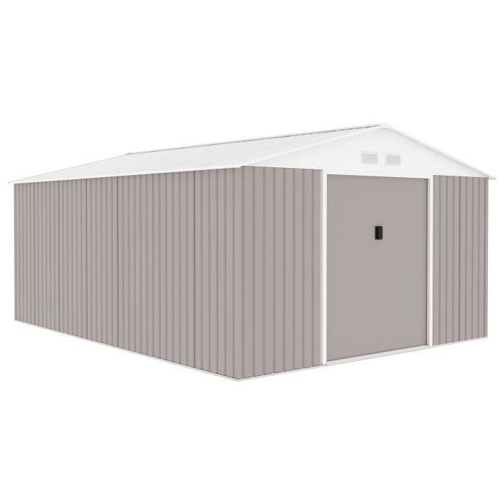 Abri de jardin en métal 15,16 m² - Kit d'ancrage inclus - Taupe