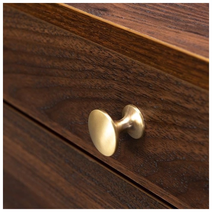 Chiffonnier 4 tiroirs avec miroir - Décor Noyer - Pieds métal - L 50