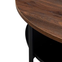 Table basse 2 plateaux - Décor Noyer et pied en métal - Contemporain - L 110 x P 70 x H 40 - LODGE