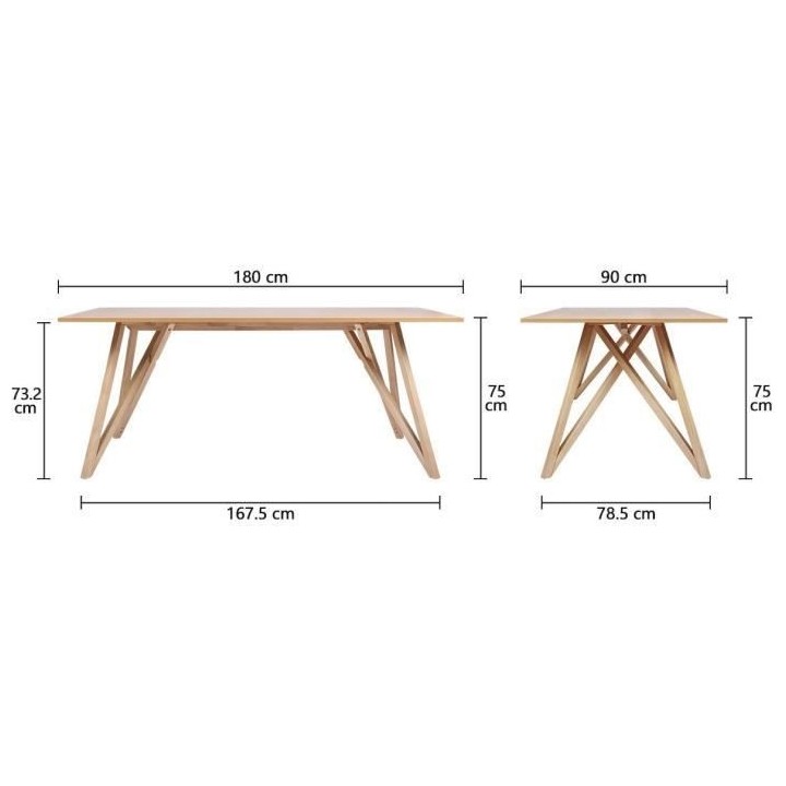 Table a manger - plateau placage frene- Scandinave -L 180 cm- Sawyer
