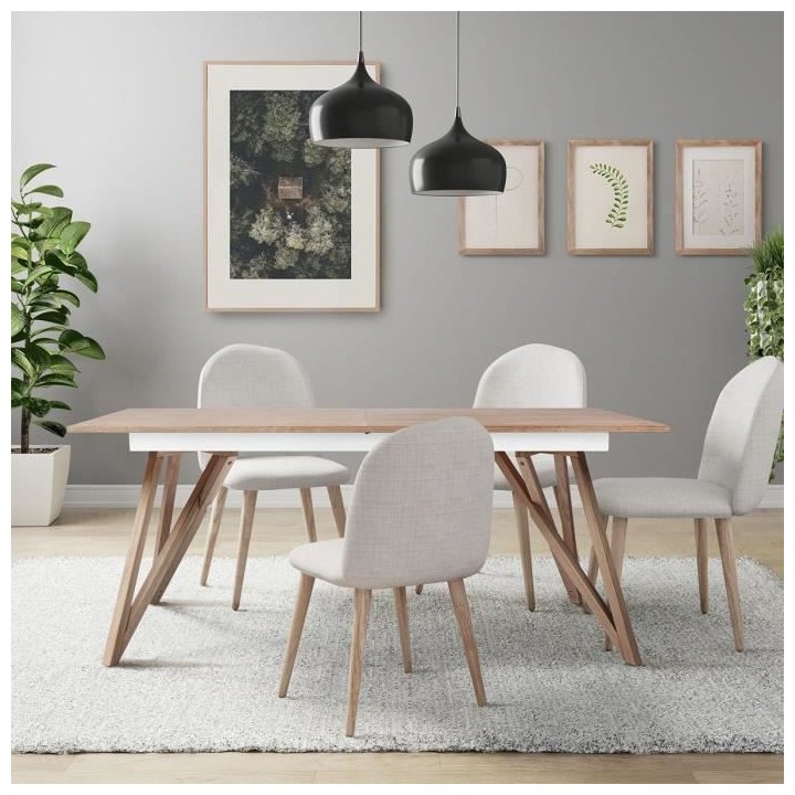 Table a manger extensible - plateau placage frene- Scandinave - SAWYER