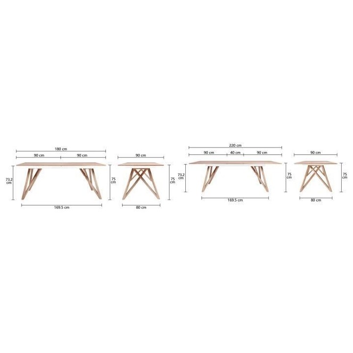 Table a manger extensible - plateau placage frene- Scandinave - SAWYER