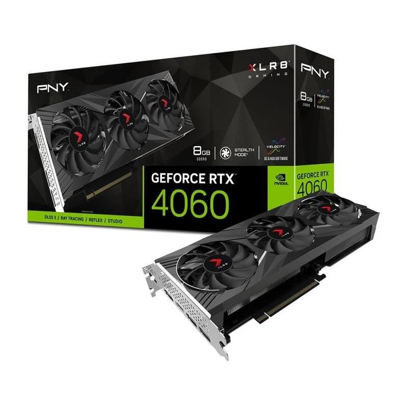 PNY - Carte Graphique - GEFORCE RTX™ 4060 8GB XLR8 Gaming VERTO Edition DLSS 3