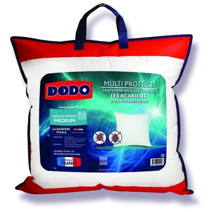 Oreiller Multiprotect - 60x60 cm - 100% Polyester - anti-acariens et a