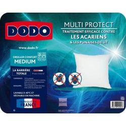 Oreiller Multiprotect - 60x60 cm - 100% Polyester - anti-acariens et antibactériens - DODO