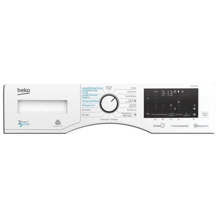 Lave-linge séchant BEKO HWD7527WW - 7 / 5 kg - Induction - Tambour Aq