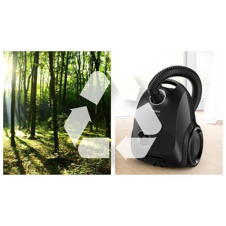 BOSCH GL20S Noir - Aspirateur avec sac - 600 W - Niveau sonore 80 dB