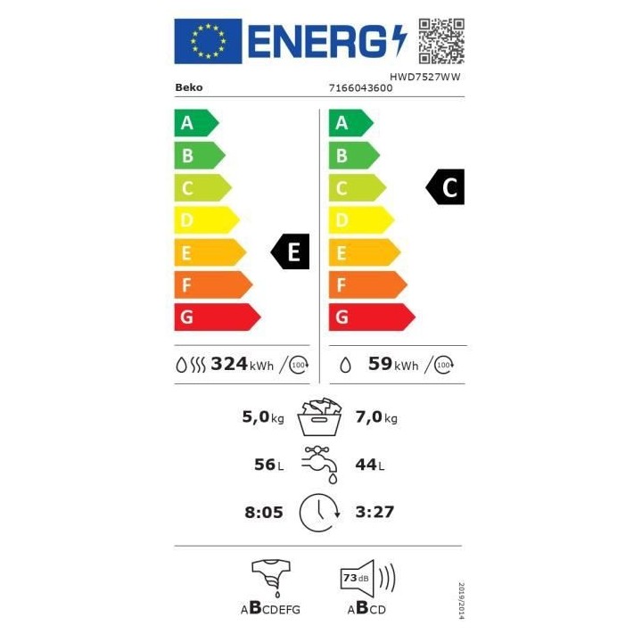 Lave-linge séchant BEKO HWD7527WW - 7 / 5 kg - Induction - Tambour Aq