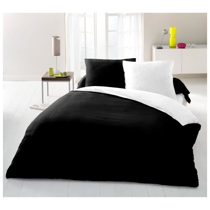 Parure housse de couette 2 personnes - 240x260 cm - 100% Coton - Bicol