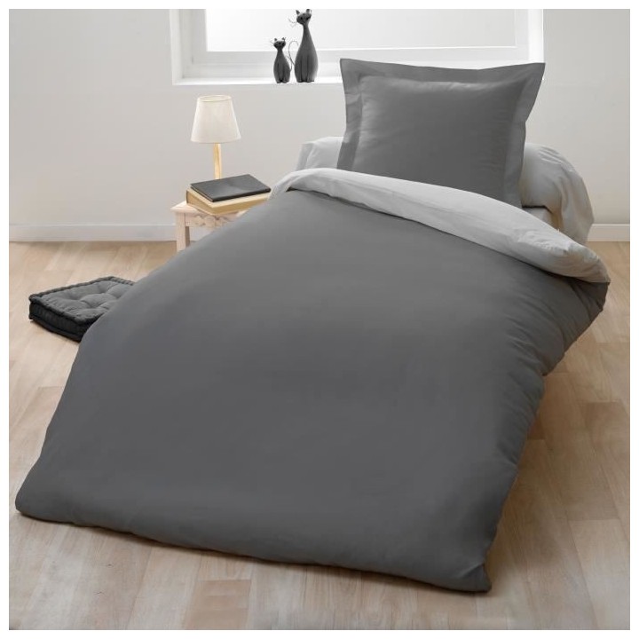 Parure housse de couette 1 personne - 140x200 cm - 100% Coton - Bicolo
