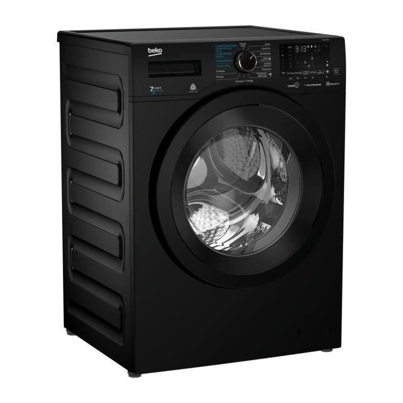 Lave-linge séchant BEKO HWD7527BB - 7 / 5 kg - Induction - L60 cm - 1200 trs/min - Noir