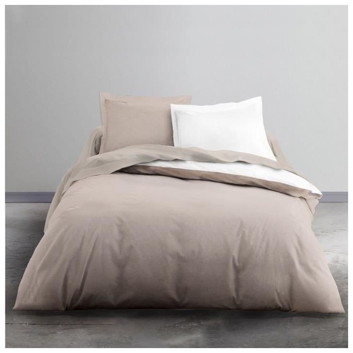 TODAY Parure de lit Coton 2 personnes - 200x200 cm - Bicolore Blanc et