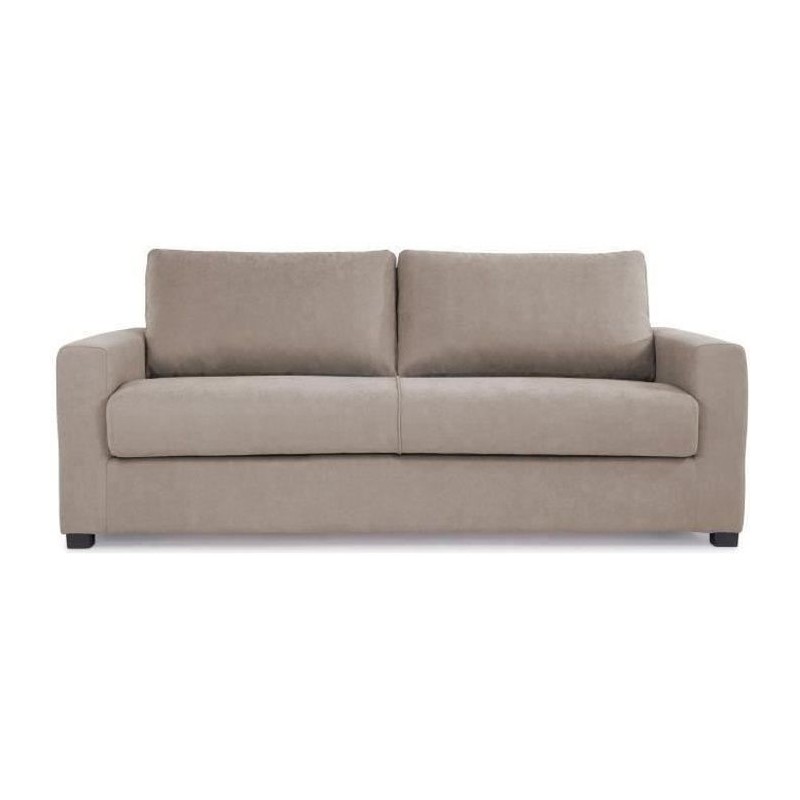 HEXAGONE Canapé droit convertible 3 places MAXIME - Made in France - Tissu Beige - Couchage express - L 194 x P 96 x H 83 cm