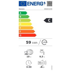 Lave-vaisselle tout intégrable SIEMENS SR65ZX23ME iQ500 - 10 couverts - Induction - L45cm - Home Connect - 43 dB