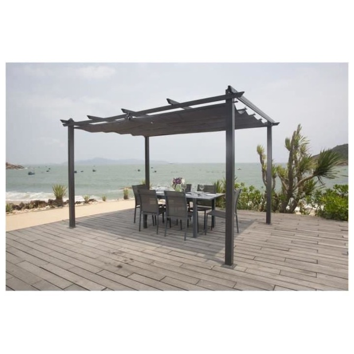 Pergola en aluminium CORDOBA - Gris - 4 x 3 m