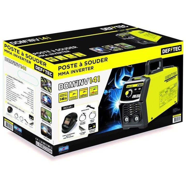 DEFITEC Poste a souder inverter 140A DOM'INV141 + Cagoule LCD 9/13 Sou
