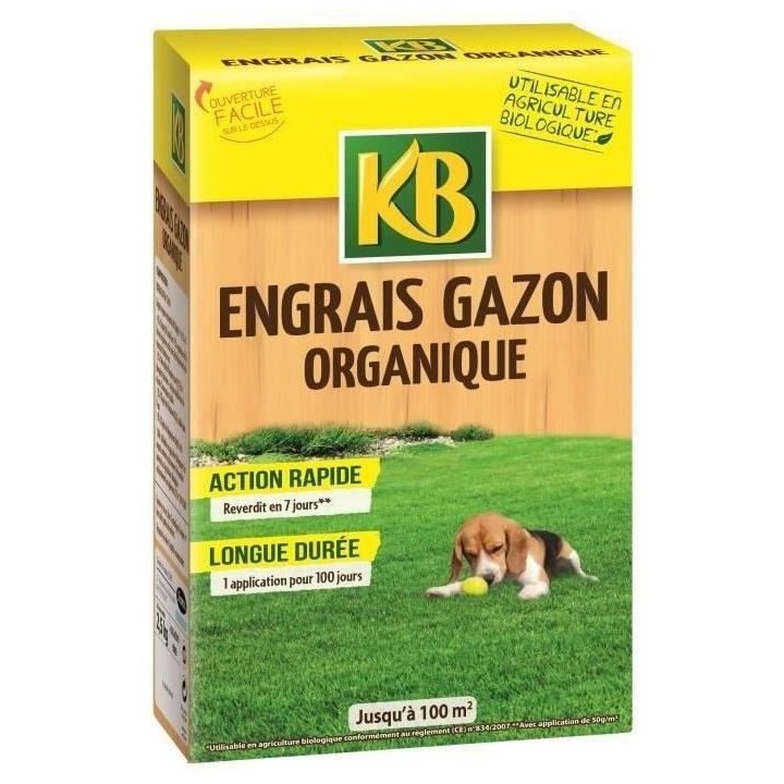 KB Engrais gazon organique Bio - 100 m²