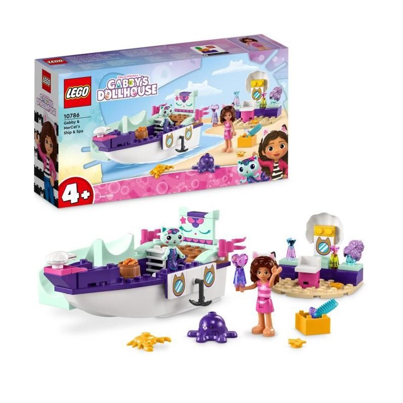 LEGO Gabby et la Maison Magique 10786 Le Bateau et le Spa de Gabby et Marine, Jouet avec Figurines