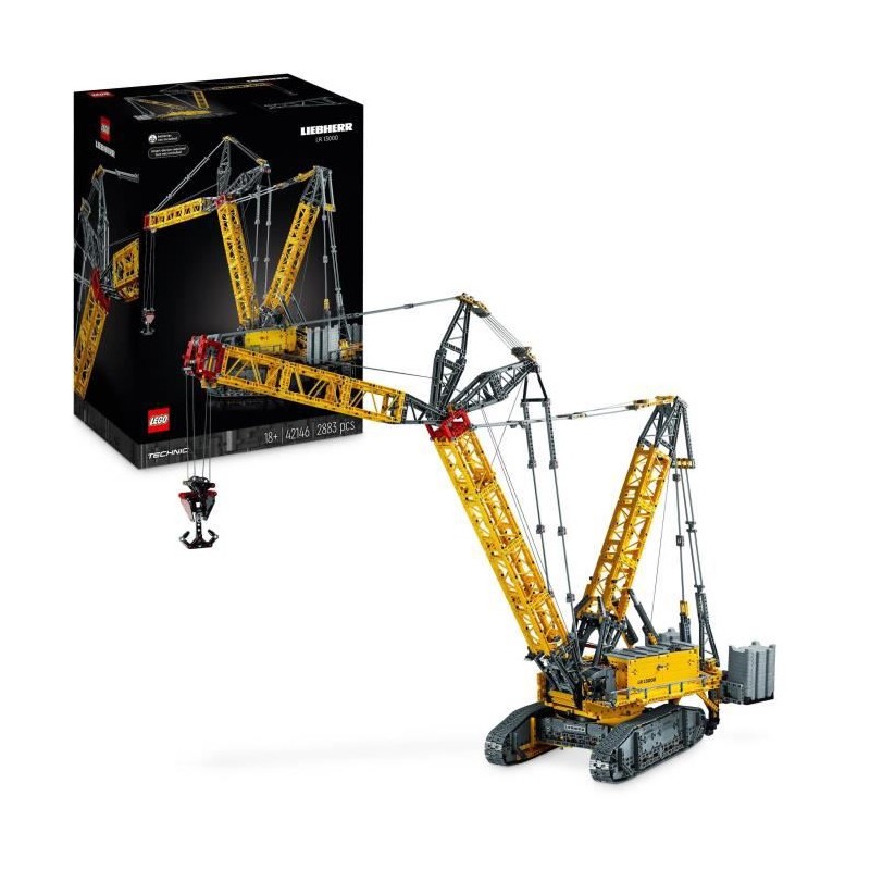 LEGO Technic 42146 La Grue sur Chenilles Liebherr LR 13000, Maquette Engin de Chantier Télécommandé, pour Adultes