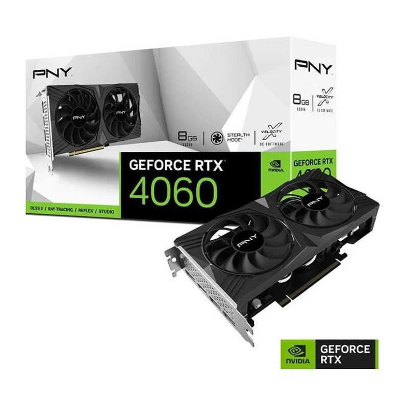 PNY - Carte Graphique - GEFORCE RTX™ 4060 8GB VERTO Dual Fan Edition DLSS 3