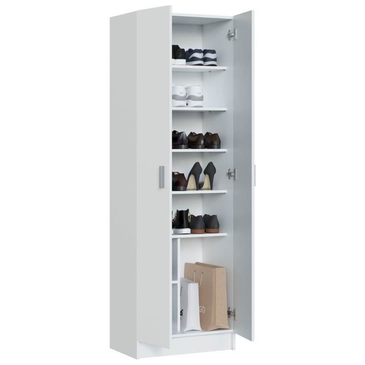 Armoire rangement chaussure - meuble d'entrée - 2 portes avec étager